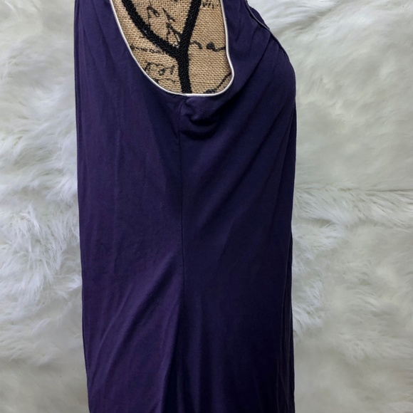 MAX STUDIO Dark Purple with ruffled neckline Blouse   Size L - Picture 2 of 3